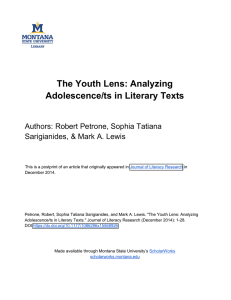 The Youth Lens: Analyzing Adolescence/ts in Literary Texts