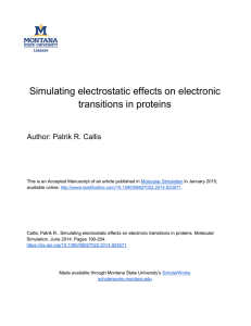 Simulating electrostatic effects on electronic transitions in proteins Author: Patrik R. Callis