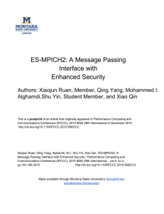 ES-MPICH2: A Message Passing Interface with Enhanced Security