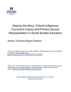 Hearing the Story: Critical Indigenous Curriculum Inquiry and Primary Source