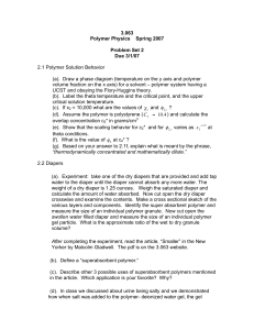 3.063 Polymer Physics  Spring 2007 Problem Set 2 Due 3/1/07