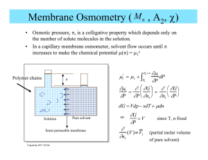 Membrane Osmometry (     , A , χ) M 2