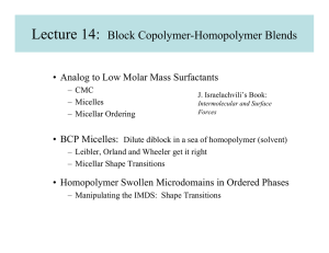 Lecture 14: Block Copolymer-Homopolymer Blends • Analog to Low Molar Mass Surfactants