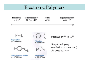 Electronic Polymers σ ranges 10 to 10