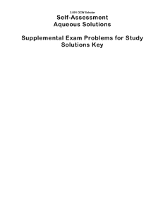 Self-Assessment Aqueous Solutions  Supplemental Exam Problems for Study