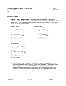 3.012 PS 6 THERMODYANMICS SOLUTIONS 3.012 Fall 2005 THERMODYNAMICS