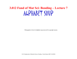 ALPHABET SOUP 3.012 Fund of Mat Sci: Bonding – Lecture 7