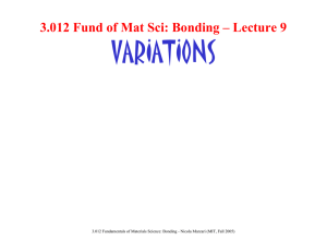 VARIATIONS 3.012 Fund of Mat Sci: Bonding – Lecture 9