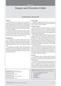 Surgery and Ulcerative Colitis Joseph Debono, Dennis Gatt Abstract Acute colitis