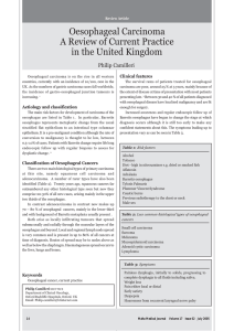 Oesophageal Carcinoma A Review of Current Practice in the United Kingdom Philip Camilleri