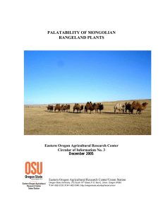 PALATABILITY OF MONGOLIAN RANGELAND PLANTS Eastern Oregon Agricultural Research Center