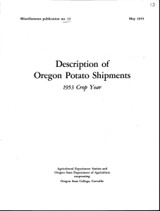 Description of Oregon Potato Shipments 1953 Crop Year