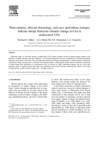 Plant remains, alluvial chronology, and cave speleothem isotopes