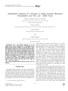 Speleothem Evidence for Changes in Indian Summer Monsoon Rhawn F. Denniston