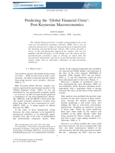 Predicting the ‘Global Financial Crisis’: Post-Keynesian Macroeconomics