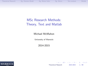 MSc Research Methods: Theory, Text and Matlab Michael McMahon 2014-2015