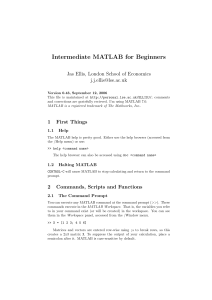 Intermediate MATLAB for Beginners Jas Ellis, London School of Economics
