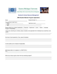 EMU Student Mentee Program Application Society for Human Resource Management