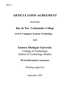 ARTICULATION AGREEMENT  between and