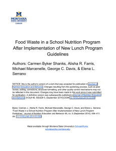Food Waste in a School Nutrition Program Guidelines