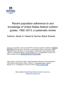 Recent population adherence to and knowledge of United States federal nutrition