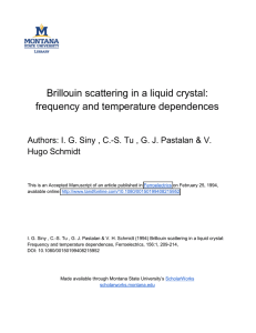 Brillouin scattering in a liquid crystal: frequency and temperature dependences Hugo Schmidt