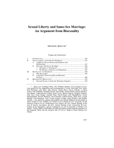 Sexual Liberty and Same-Sex Marriage: An Argument from Bisexuality MICHAEL BOUCAI* T