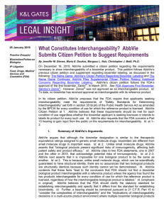 What Constitutes Interchangeability?  AbbVie Submits Citizen Petition to Suggest Requirements