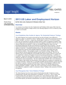 2013 US Labor and Employment Horizon Overview