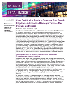 Class Certification Trends in Consumer Data Breach Litigation—Individualized Damages Theories May