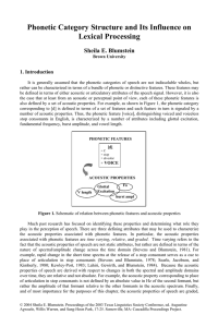Phonetic Category Structure and Its Influence on Lexical Processing  Sheila E. Blumstein
