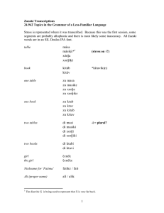 Zazaki Transcriptions 24.942 Topics in the Grammar of a Less-Familiar Language
