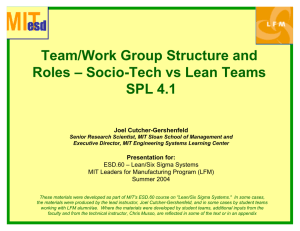 Team/Work Group Structure and Roles – Socio-Tech vs Lean Teams SPL 4.1