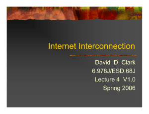 Internet Interconnection David  D. Clark 6.978J/ESD.68J Lecture 4  V1.0
