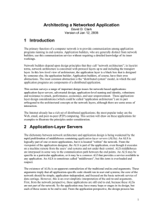 Architecting a Networked Application 1 Introduction David D. Clark