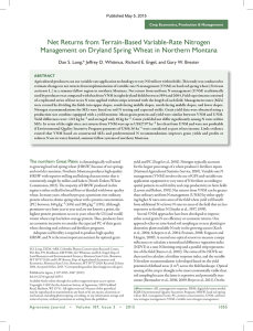 Net	Returns	from	Terrain-Based	Variable-Rate	Nitrogen Management	on	Dryland	Spring	Wheat	in	Northern	Montana