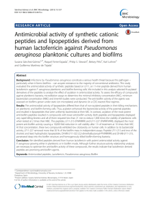Antimicrobial activity of synthetic cationic peptides and lipopeptides derived from