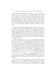 22.  The  pole  diagram  and ... When working with the Laplace transform, it is best to...