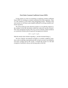 First Order Constant Coefﬁcient Linear ODE’s