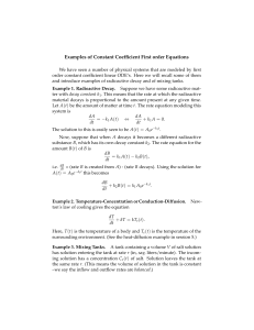 Examples of Constant Coefﬁcient First order Equations
