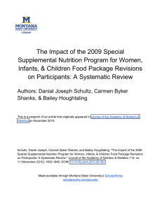 The Impact of the 2009 Special Supplemental Nutrition Program for Women,