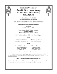 The Phi Beta Kappa Society Initiation Ceremony Mount Vernon, Iowa
