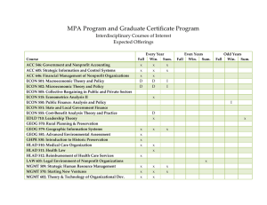 MPA Program and Graduate Certificate Program Interdisciplinary Courses of Interest Expected Offerings