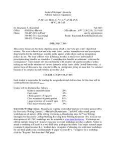 Eastern Michigan University Political Science Department  PLSC 381, PUBLIC POLICY ANALYSIS