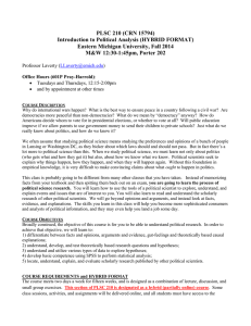 PLSC 210 (CRN 15794) Introduction to Political Analysis (HYBRID FORMAT)