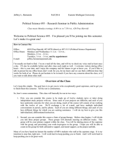 Political Science 695 – Research Seminar in Public Administration