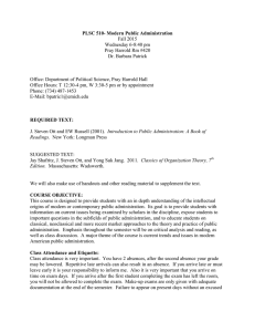 PLSC 510- Modern Public Administration Fall 2015 Wednesday 6-8:40 pm