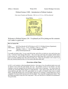 Political Science 210H – Introduction to Political Analysis