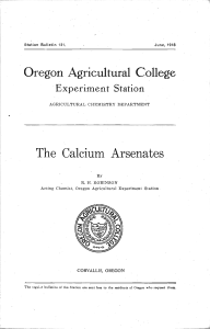 The Calcium Arsenates Oregon Agricultural College Experiment Station