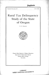 Rural Tax Delinquency Study of the State of Oregon )